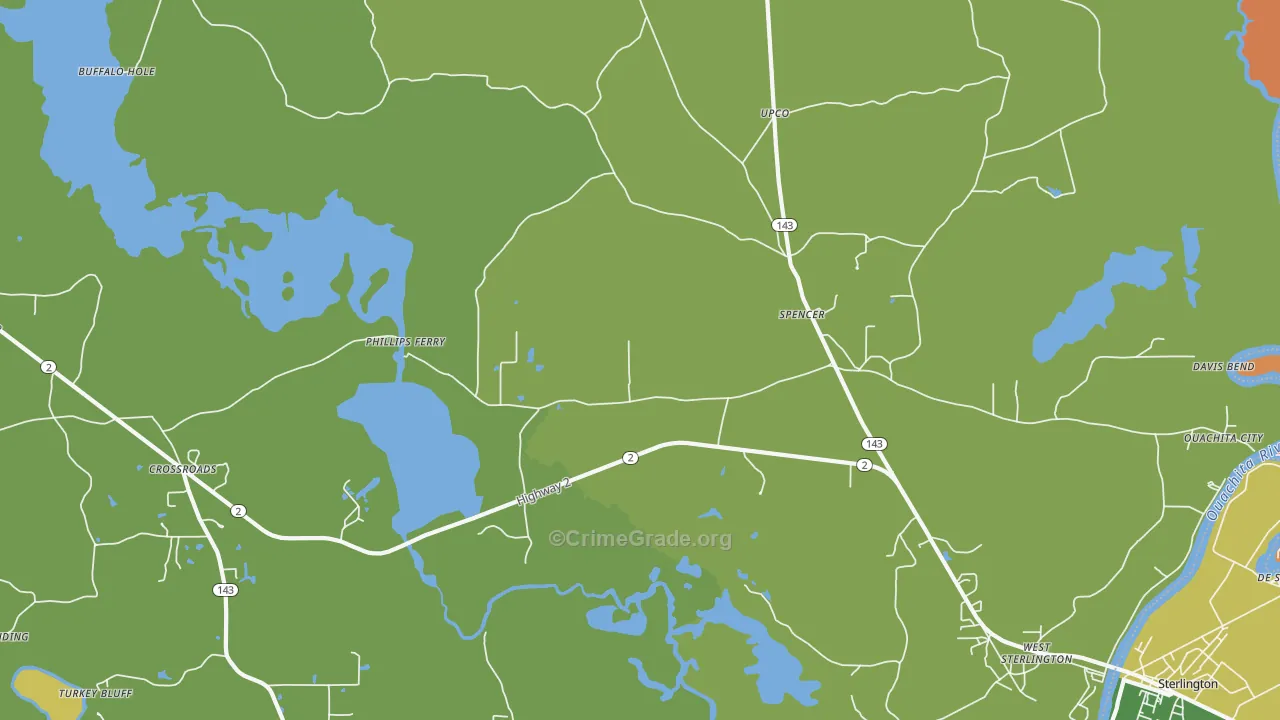 Spencer, LA Map of Murder Rates