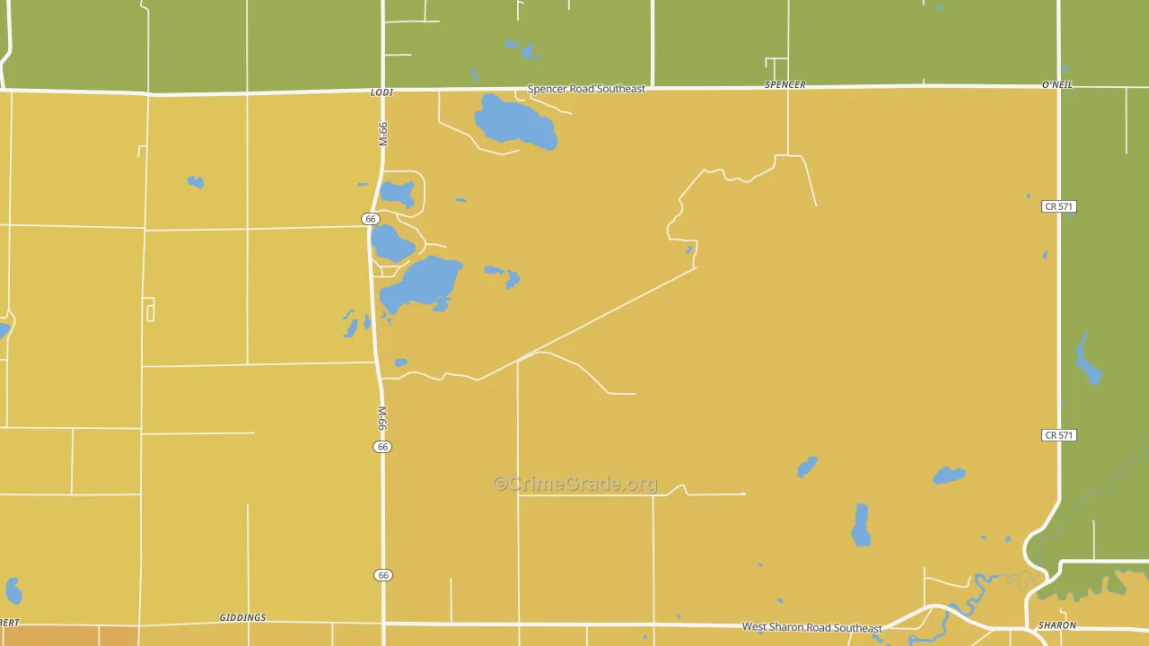 Spencer, MI Map of Murder Rates