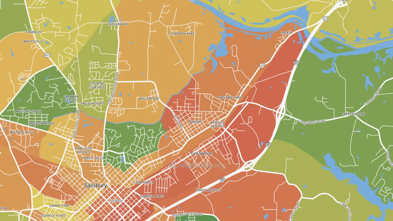 Spencer, NC Map of Murder Rates
