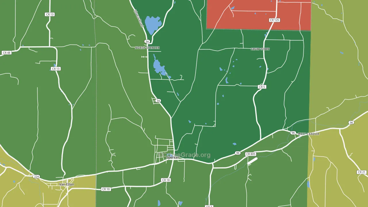 Spencer, NY Map of Murder Rates