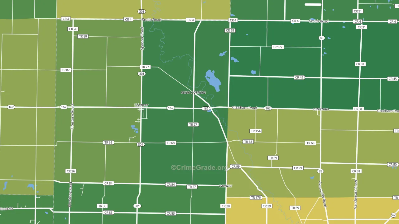 Spencer, OH Map of Murder Rates