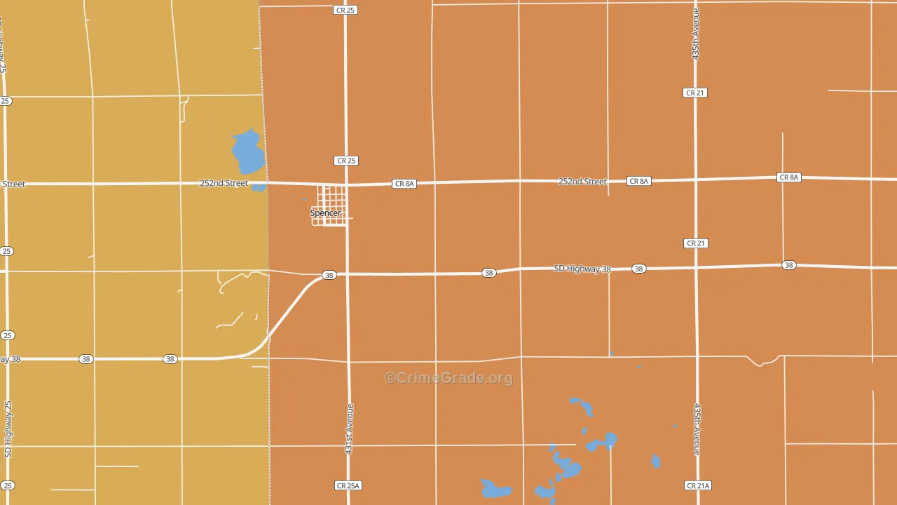 Spencer, SD Map of Murder Rates