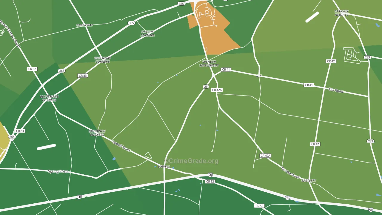 Spencer Settlement, NY Map of Murder Rates