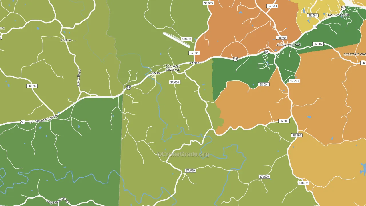 Spencer, VA Map of Murder Rates
