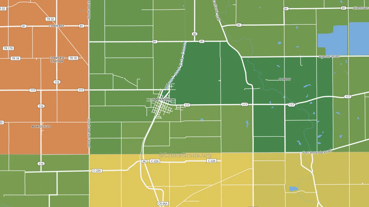 Spencerville, OH Map of Murder Rates