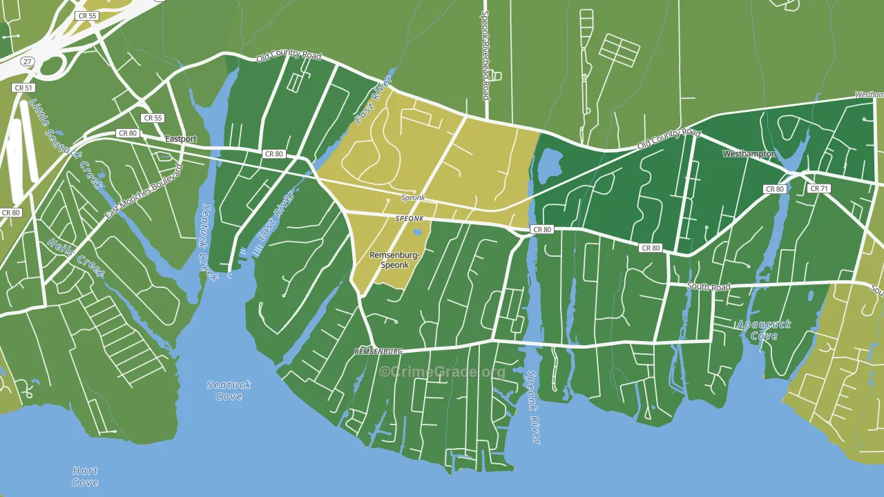 Speonk, NY Map of Murder Rates
