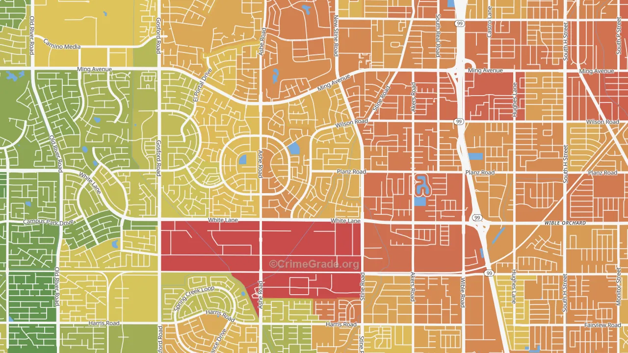 Spice Tract, Bakersfield, CA Map of Murder Rates