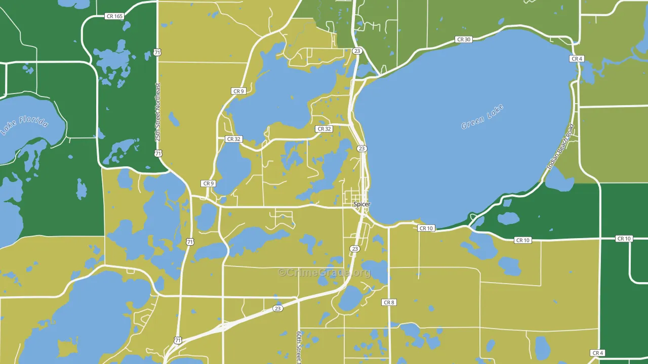 Spicer, MN Map of Murder Rates