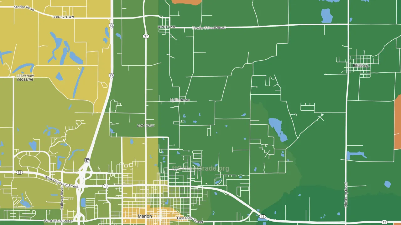 Spillertown, IL Map of Murder Rates