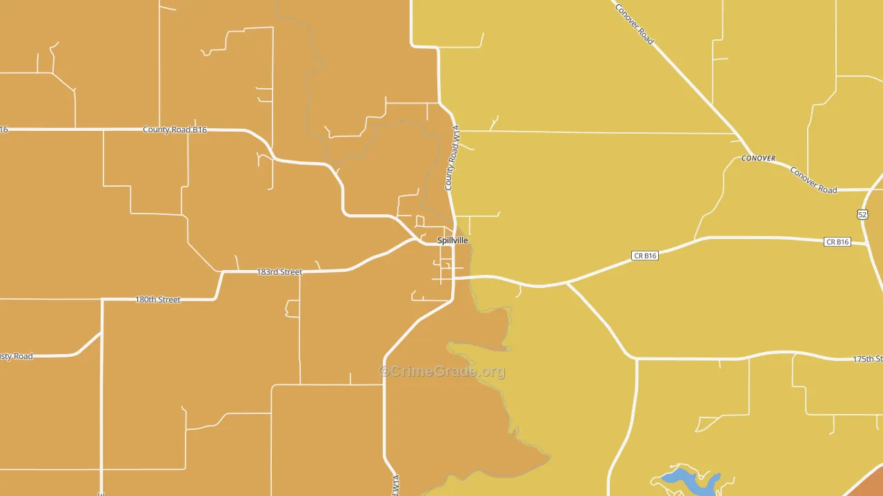 Spillville, IA Map of Murder Rates