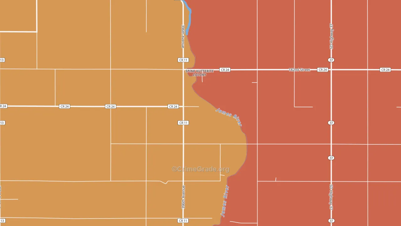 Spink Colony, SD Map of Murder Rates