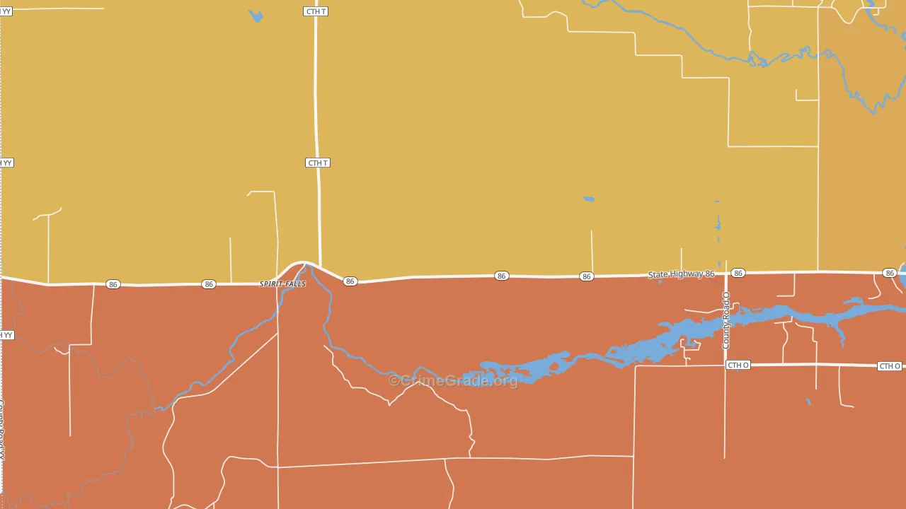 Spirit Falls, WI Map of Murder Rates