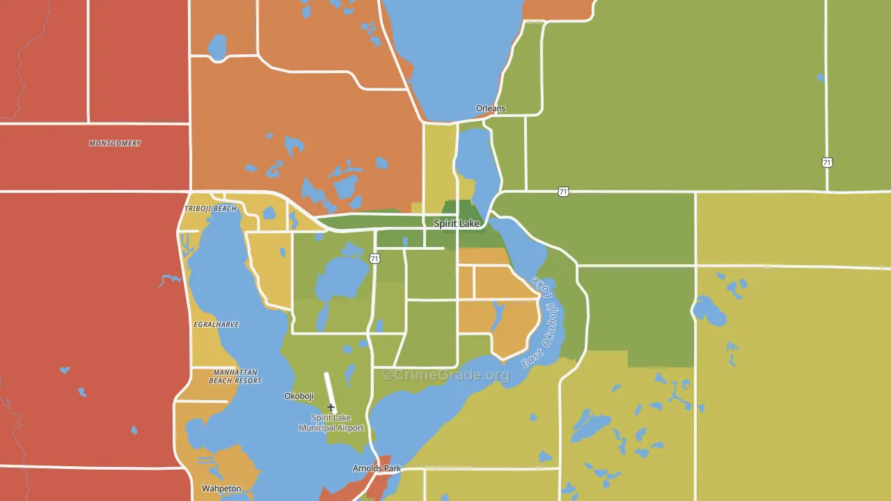 Spirit Lake, IA Map of Murder Rates