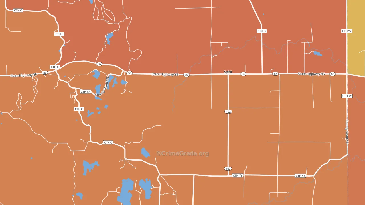 Spirit, WI Map of Murder Rates