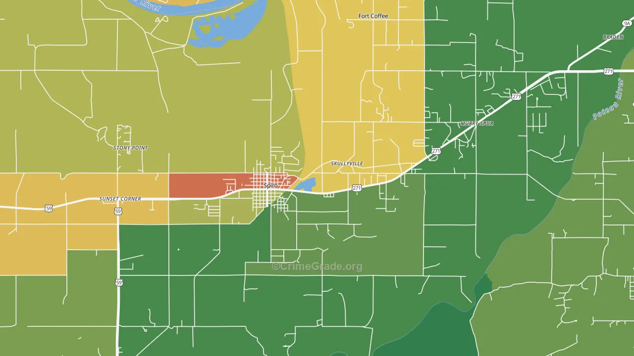 Spiro, OK Map of Murder Rates