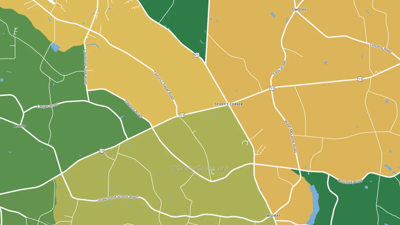 Spiveys Corner, NC Map of Murder Rates