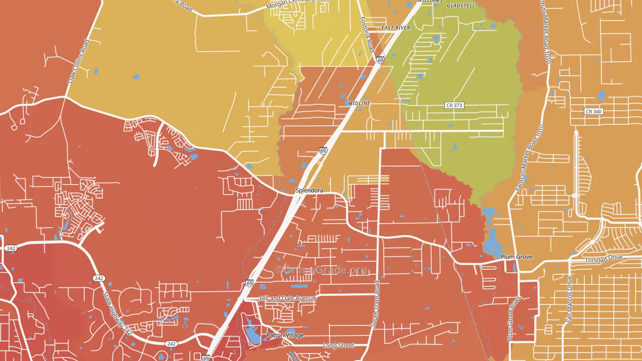 Splendora, TX Map of Murder Rates
