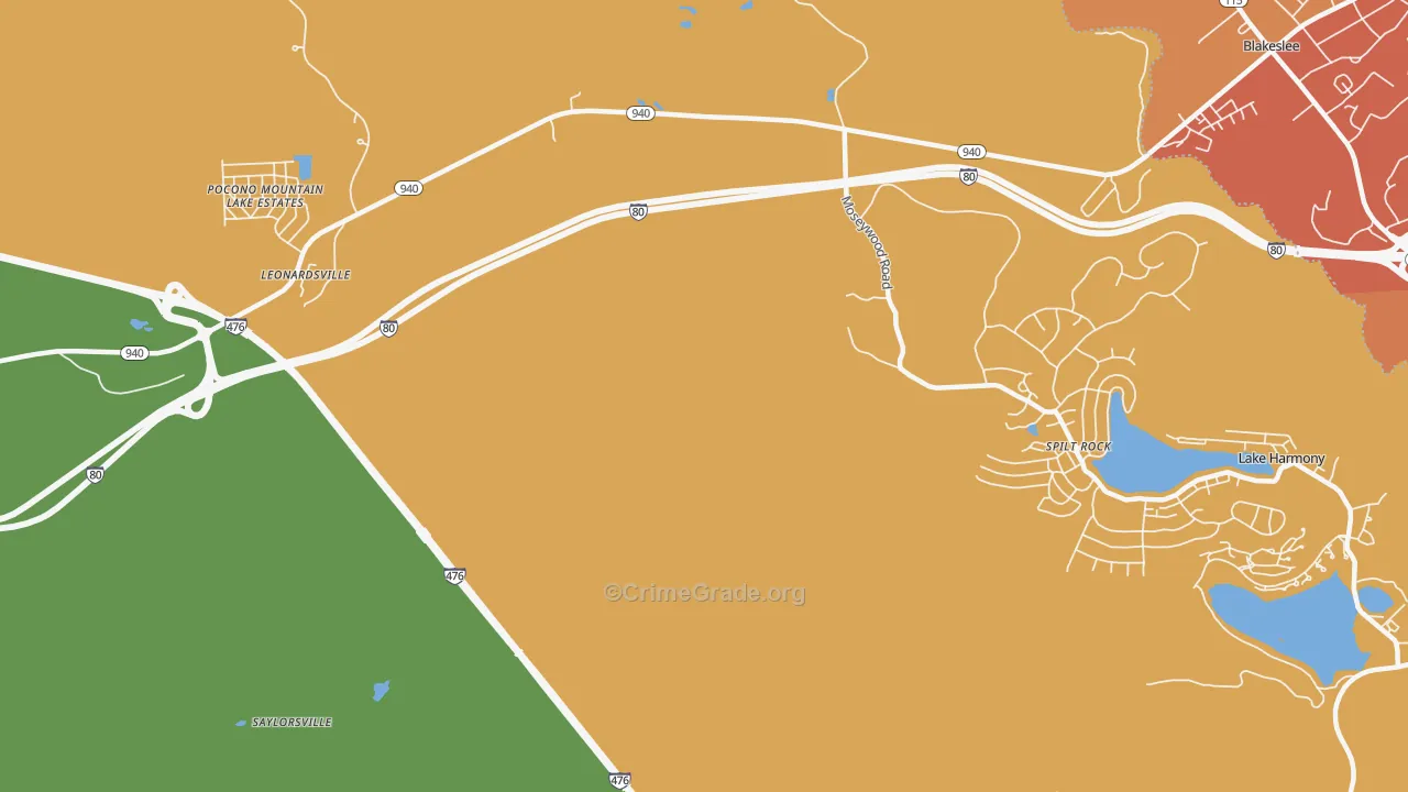 Split Rock, PA Map of Murder Rates