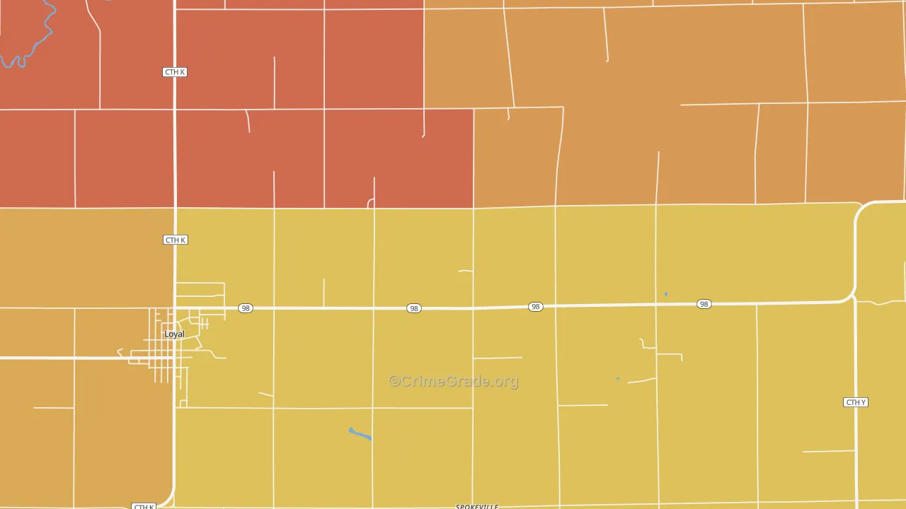 Spokeville, WI Map of Murder Rates