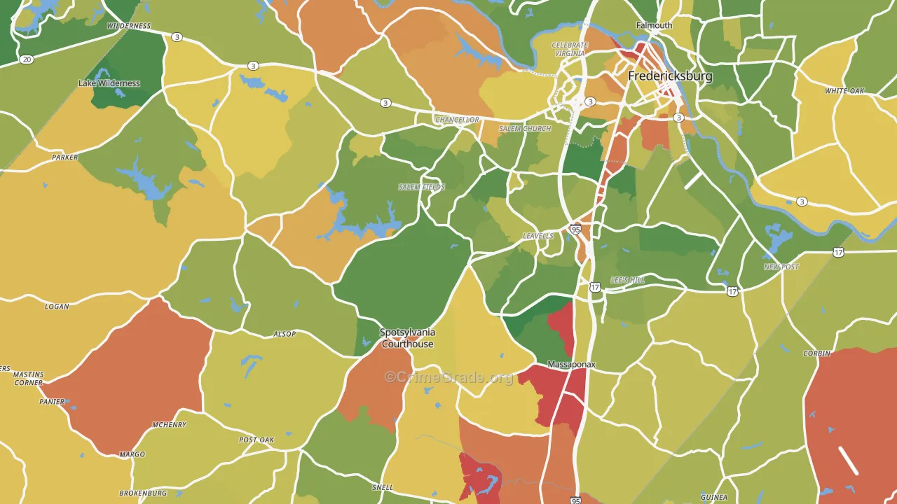 Spotsylvania County, VA Map of Murder Rates