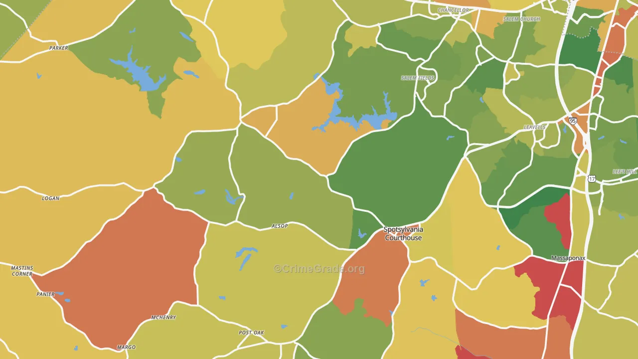 Spotsylvania, VA Map of Murder Rates