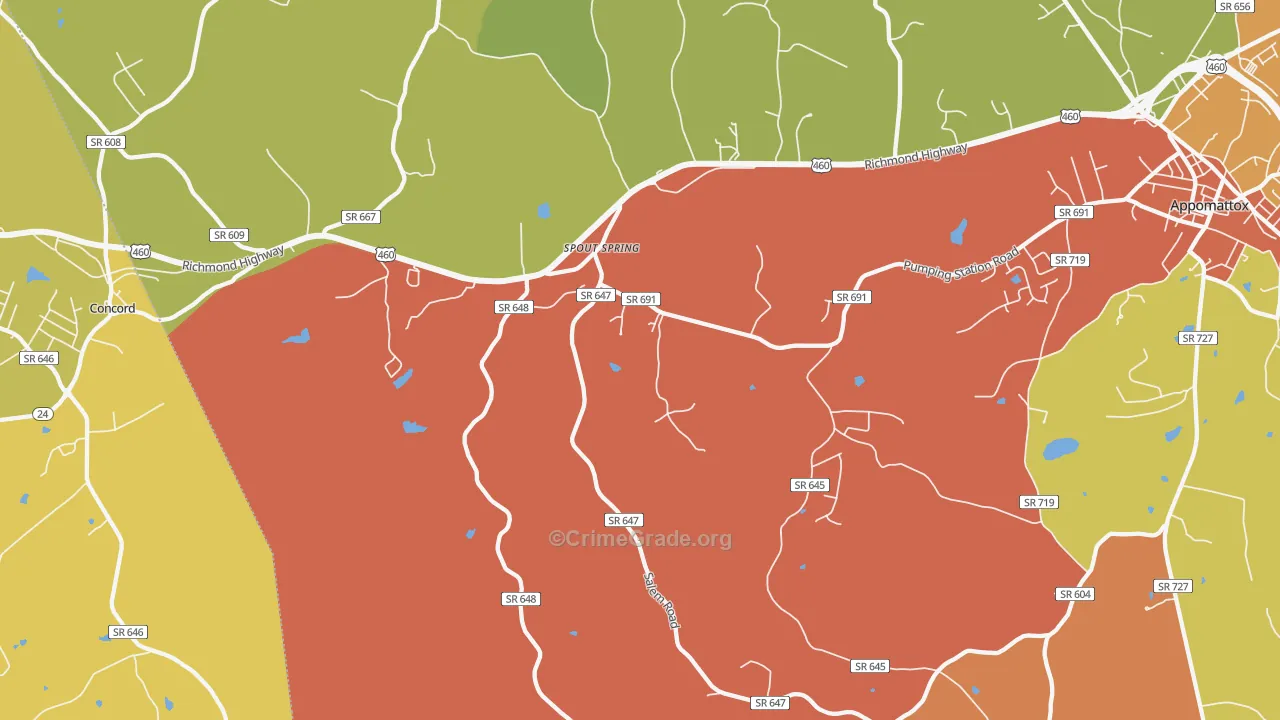 Spout Spring, VA Map of Murder Rates