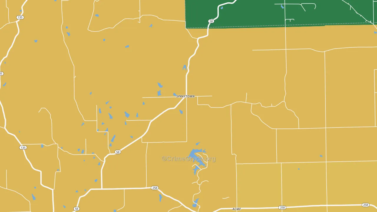 Spraytown, IN Map of Murder Rates
