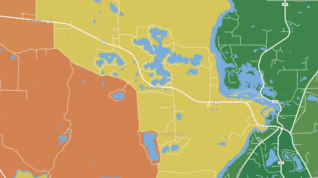 Spread Eagle, WI Map of Murder Rates