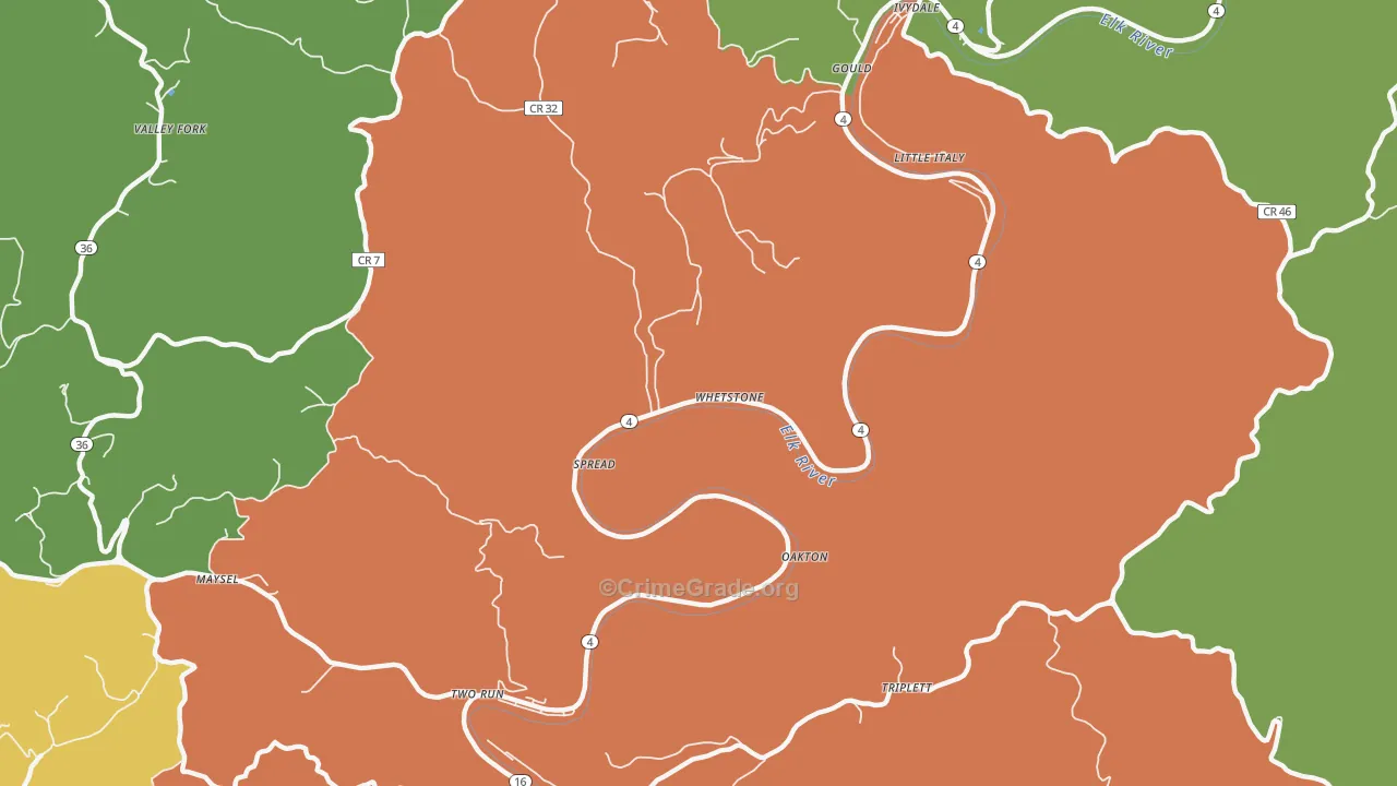 Spread, WV Map of Murder Rates