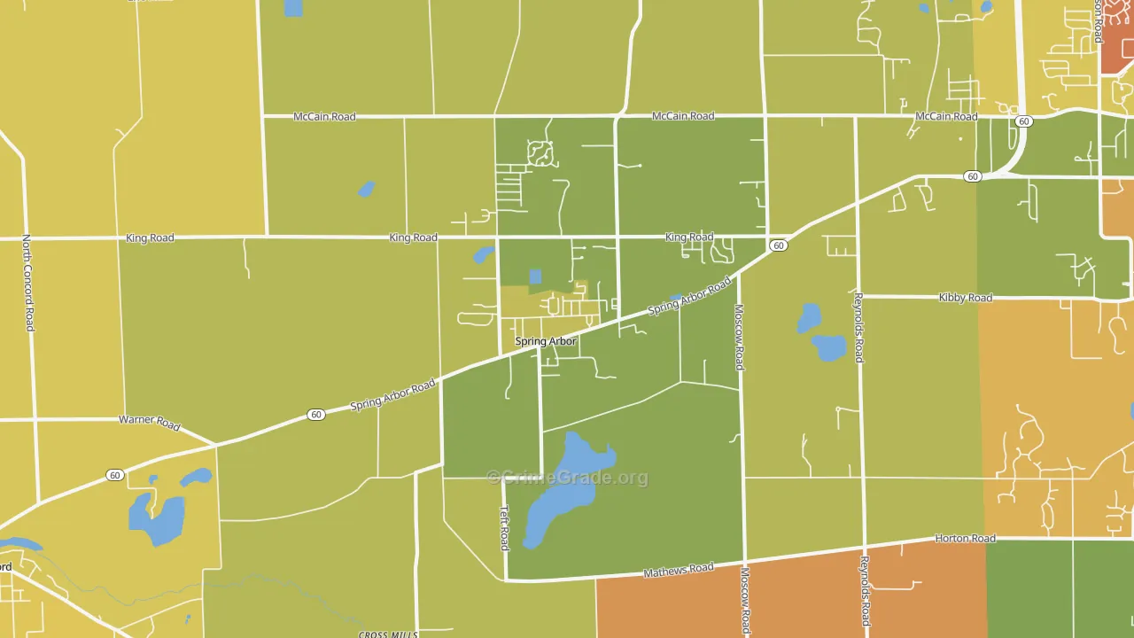 Spring Arbor, MI Map of Murder Rates