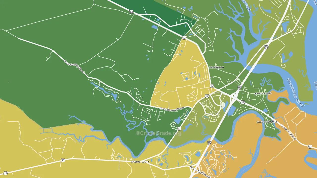 Spring Bluff, GA Map of Murder Rates