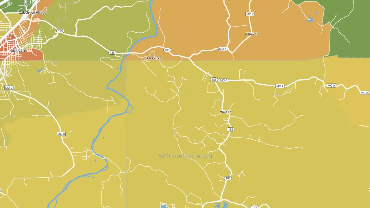Spring Bluff, MO Map of Murder Rates