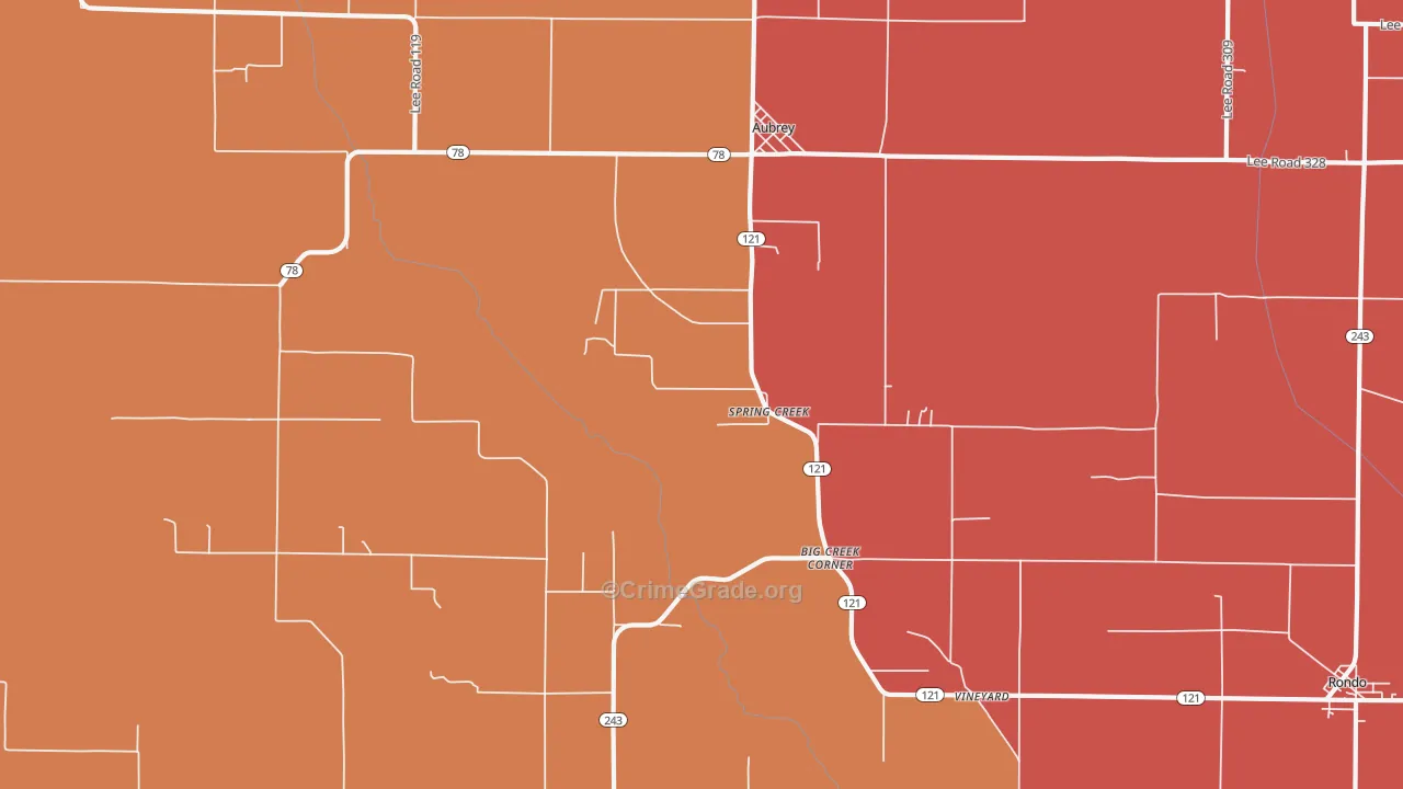 Spring Creek, AR Map of Murder Rates