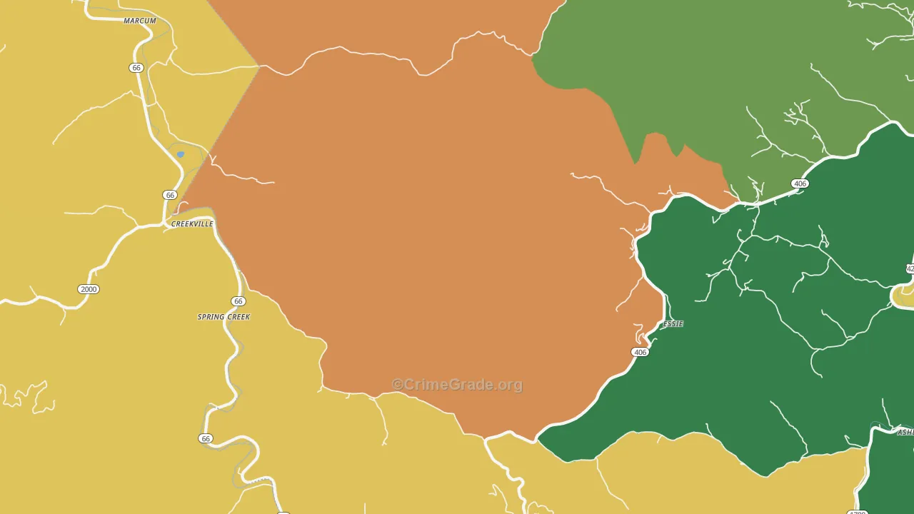 Spring Creek, KY Map of Murder Rates