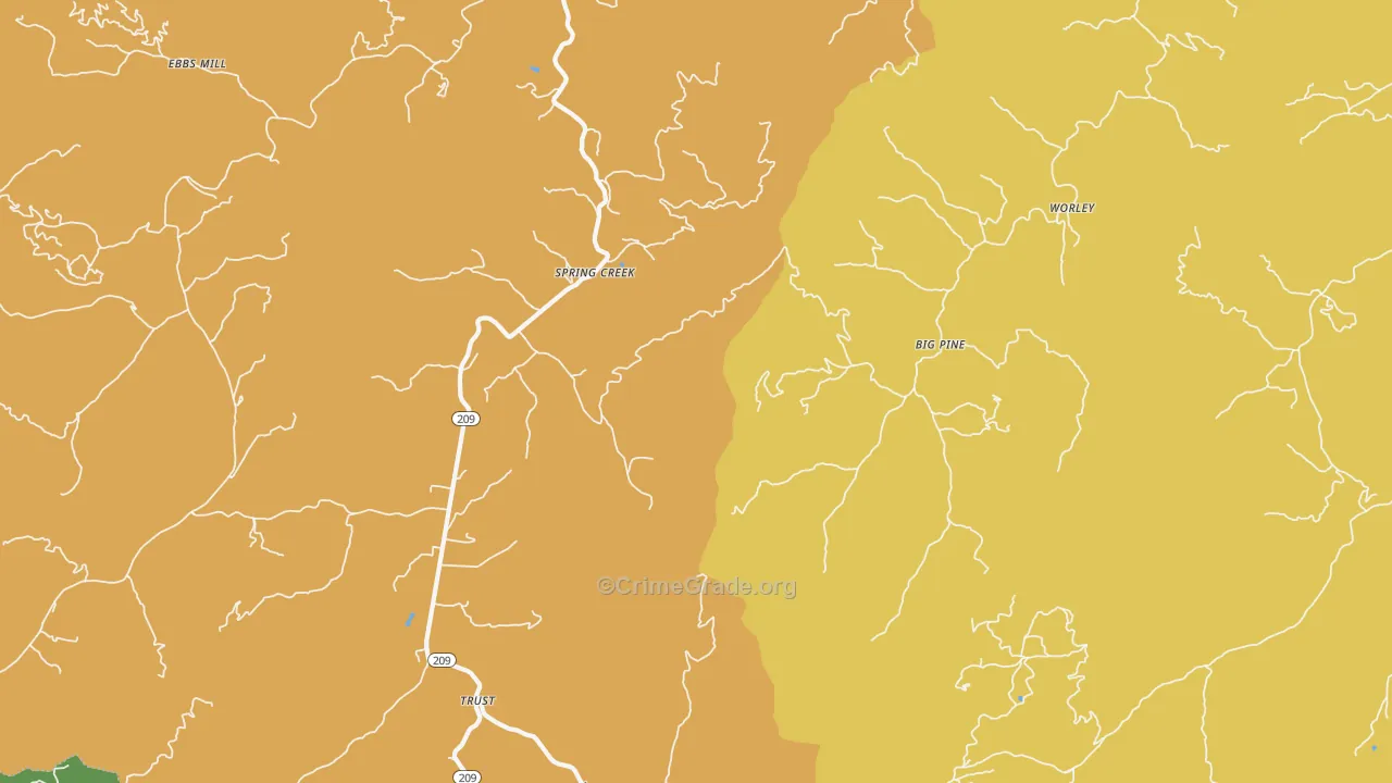 Spring Creek, NC Map of Murder Rates