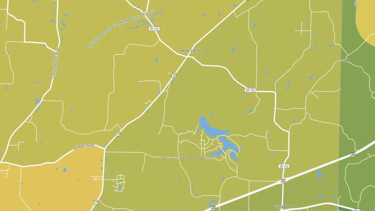Spring Creek, TN Map of Murder Rates