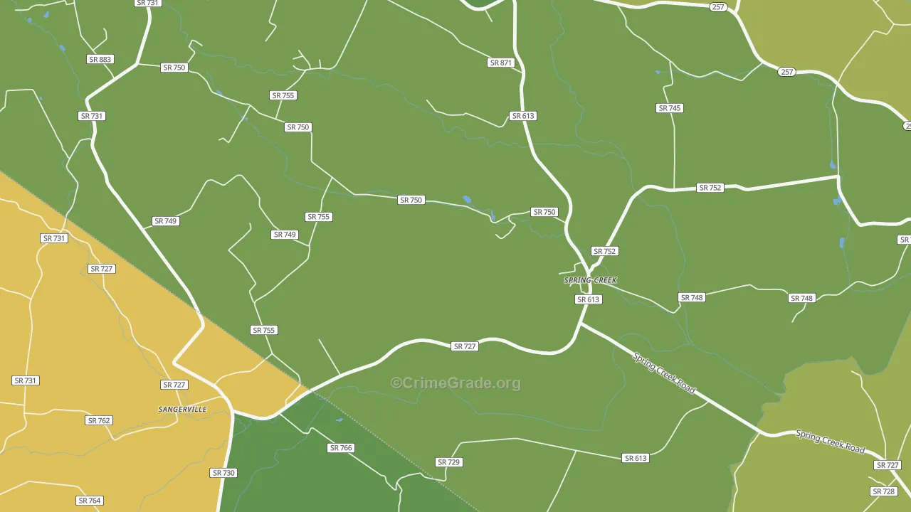 Spring Creek, VA Map of Murder Rates