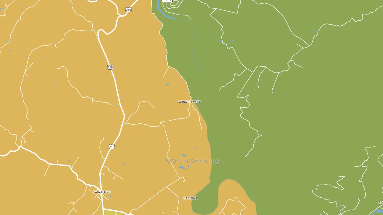 Spring Creek, WV Map of Murder Rates