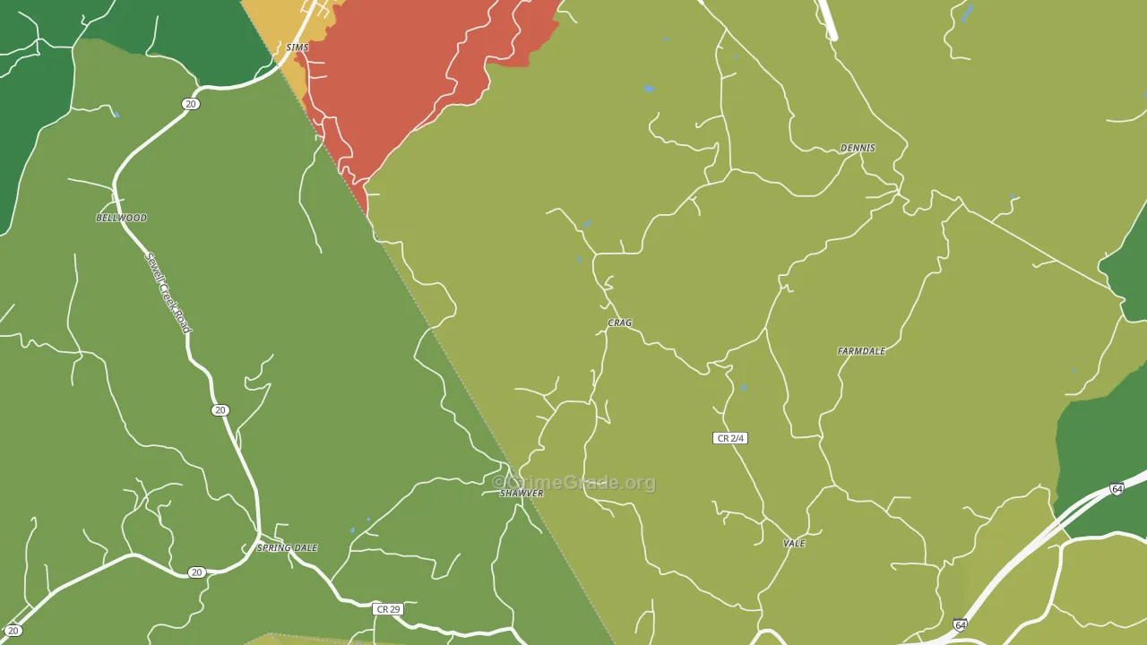 Spring Dale, WV Map of Murder Rates