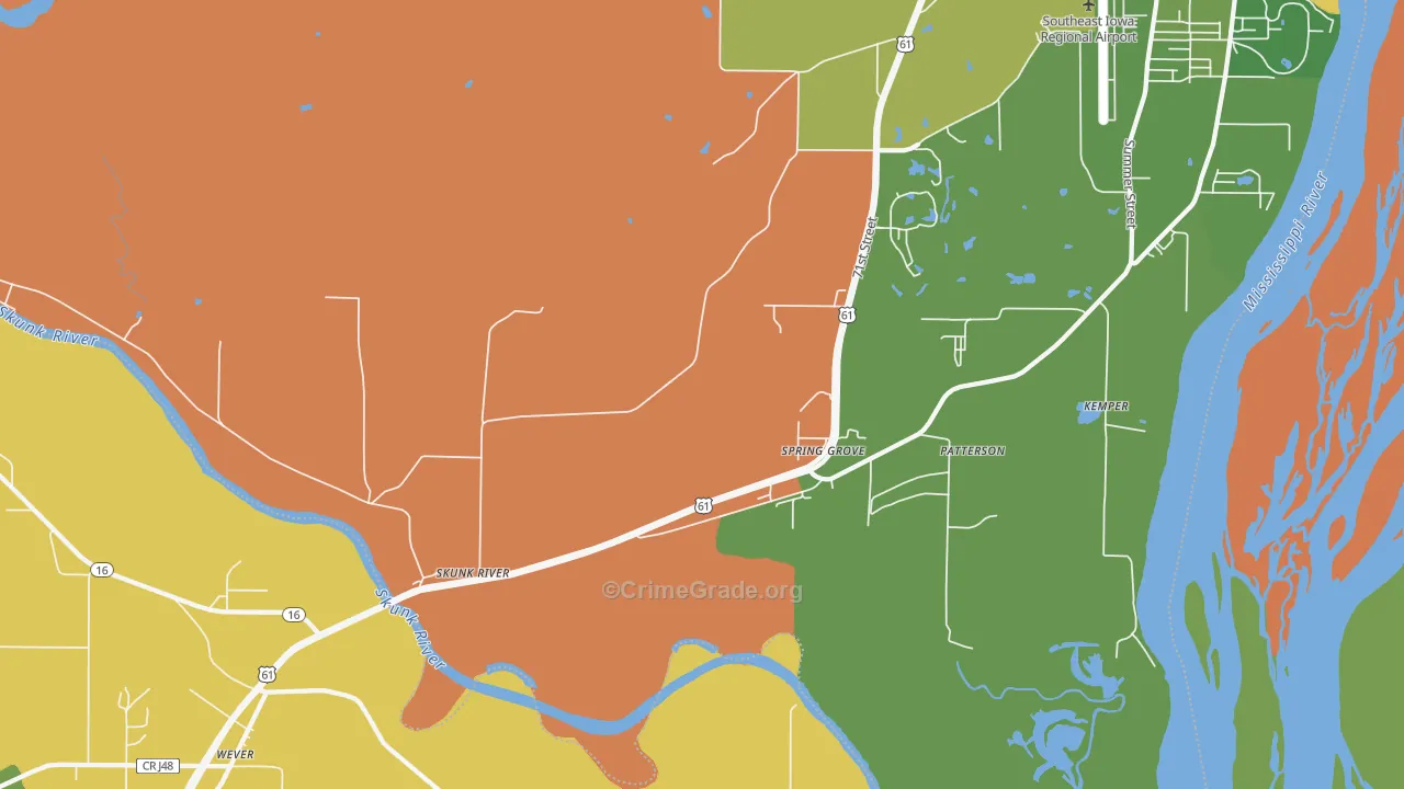 Spring Grove, IA Map of Murder Rates