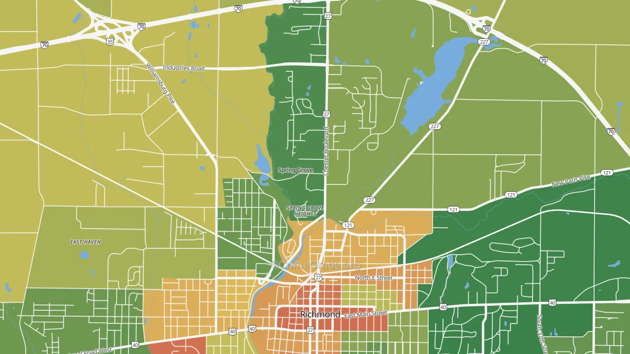 Spring Grove, IN Map of Murder Rates