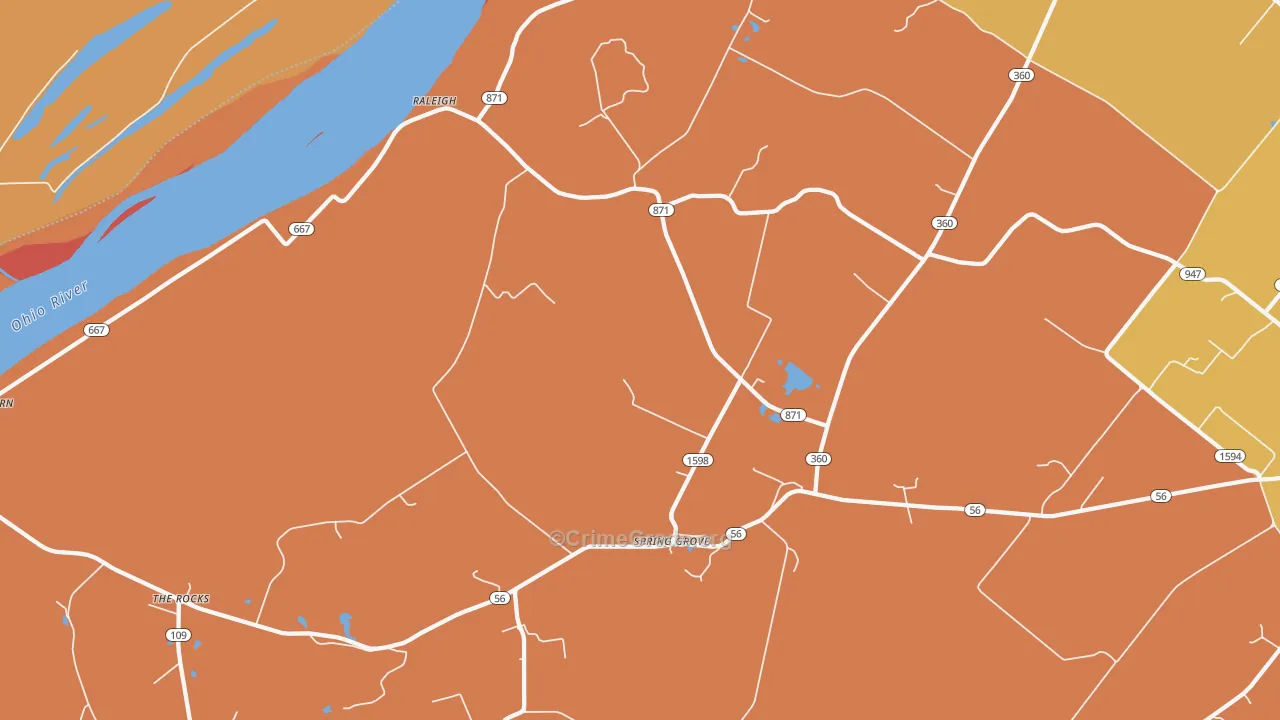 Spring Grove, KY Map of Murder Rates
