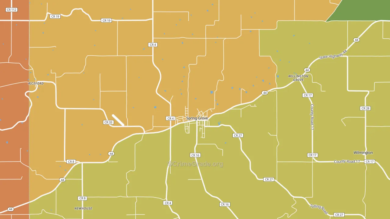 Spring Grove, MN Map of Murder Rates