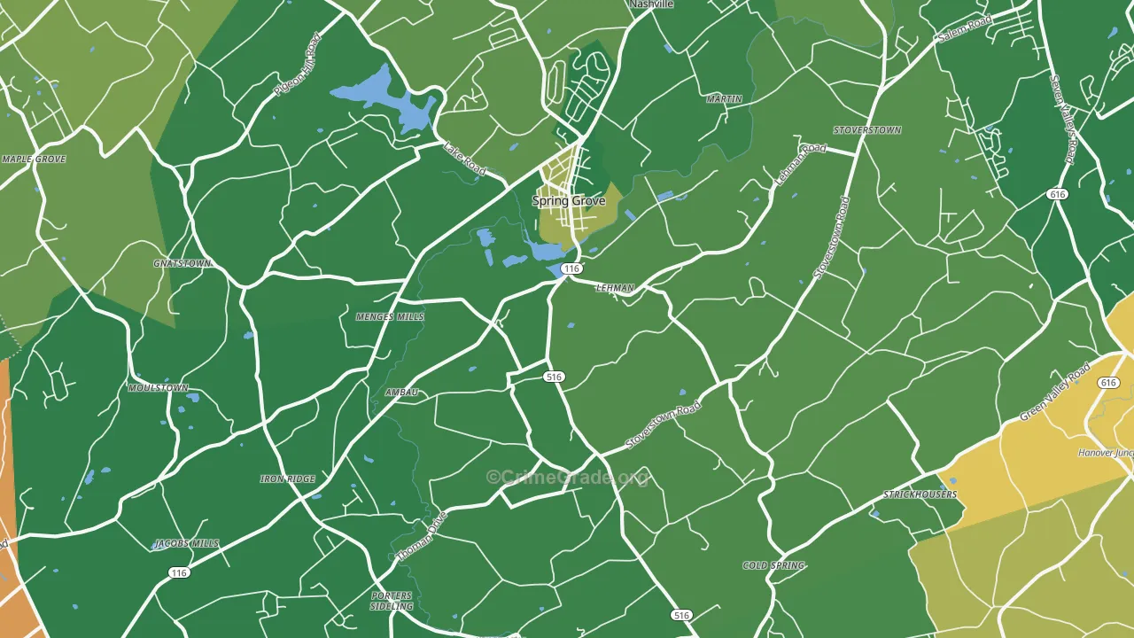 Spring Grove, PA Map of Murder Rates