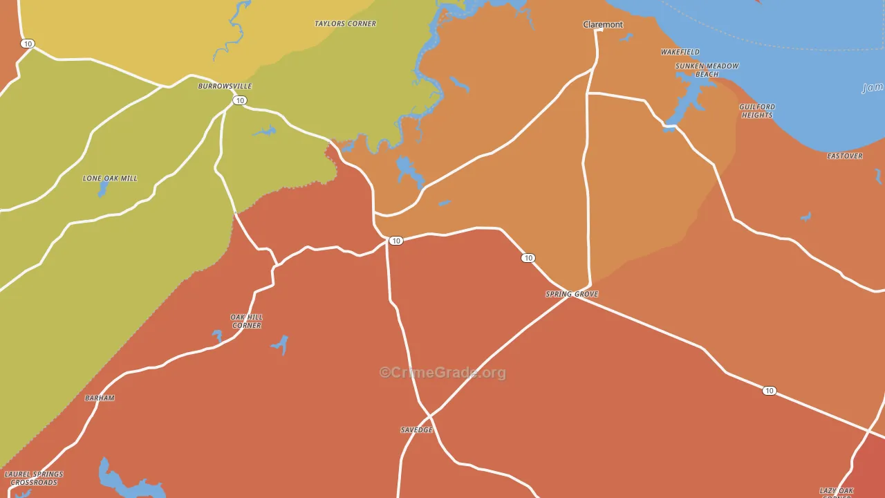 Spring Grove, VA Map of Murder Rates