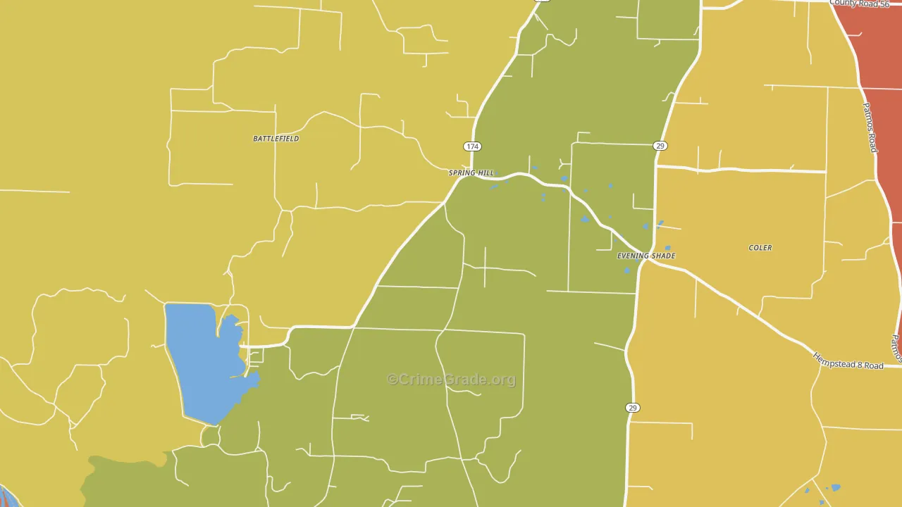 Spring Hill, AR Map of Murder Rates