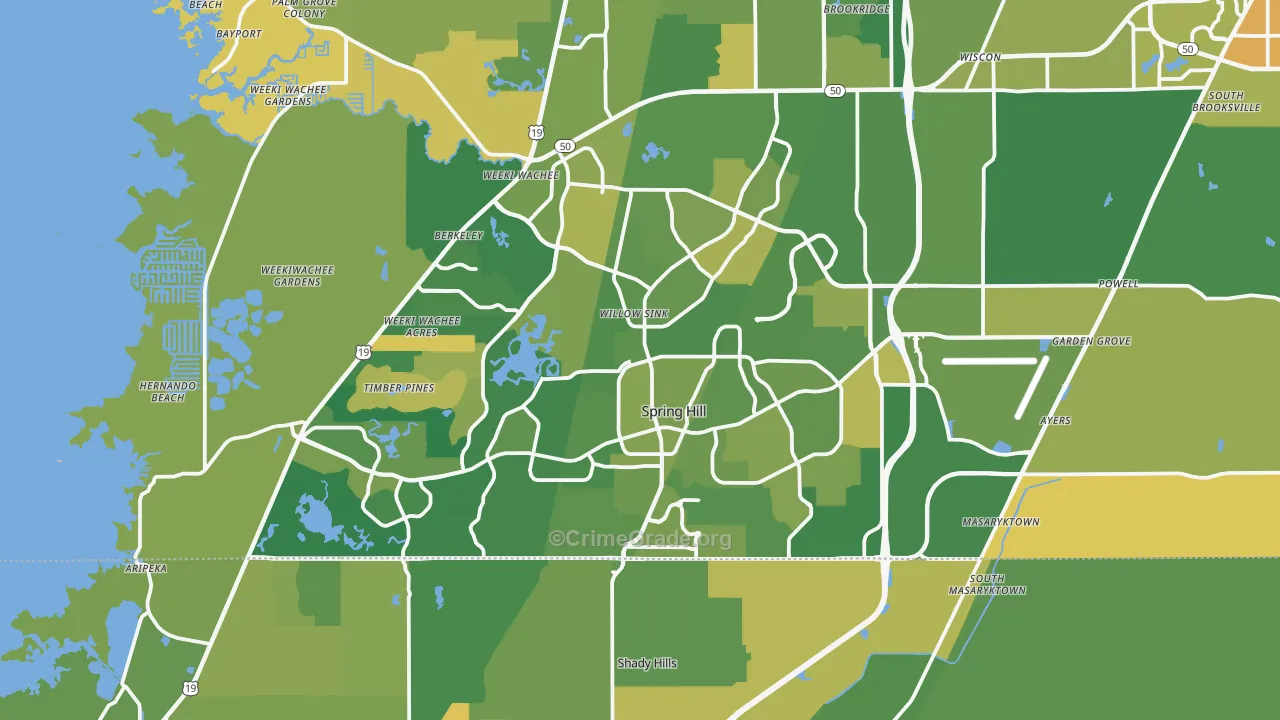 Spring Hill, FL Map of Murder Rates