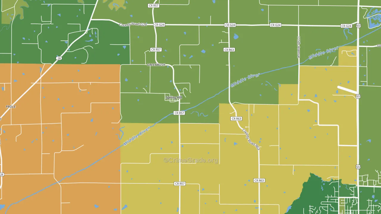 Spring Hill, IA Map of Murder Rates
