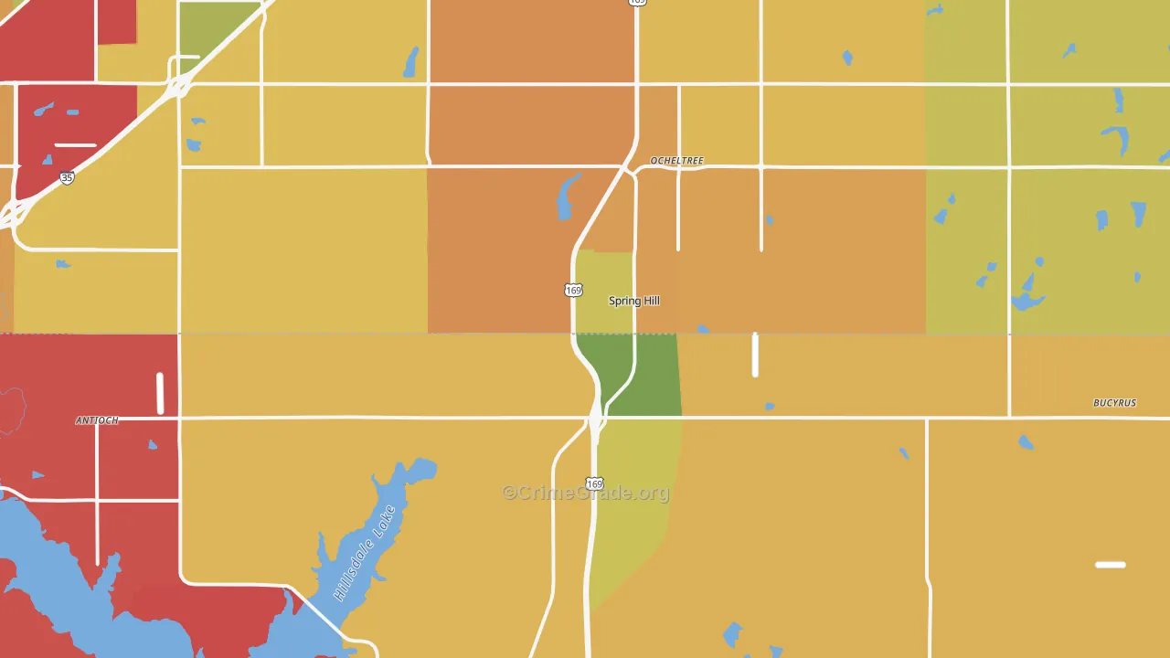 Spring Hill, KS Map of Murder Rates