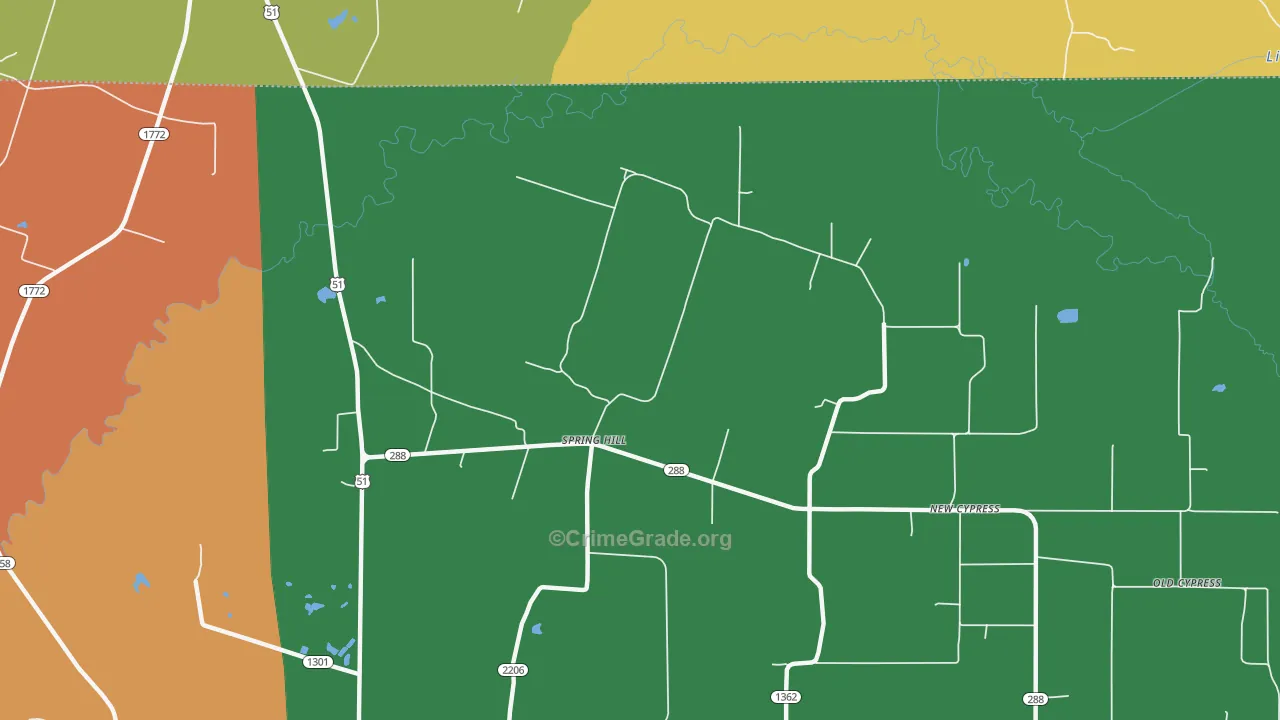Spring Hill, KY Map of Murder Rates